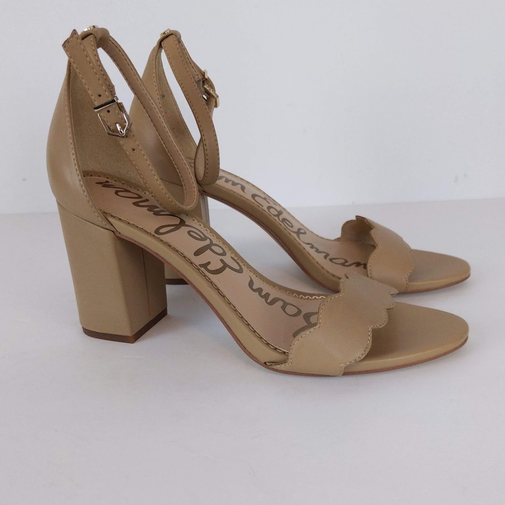 Sam Edelman Beige Leather Open Toe Heels - Picture 6 of 13